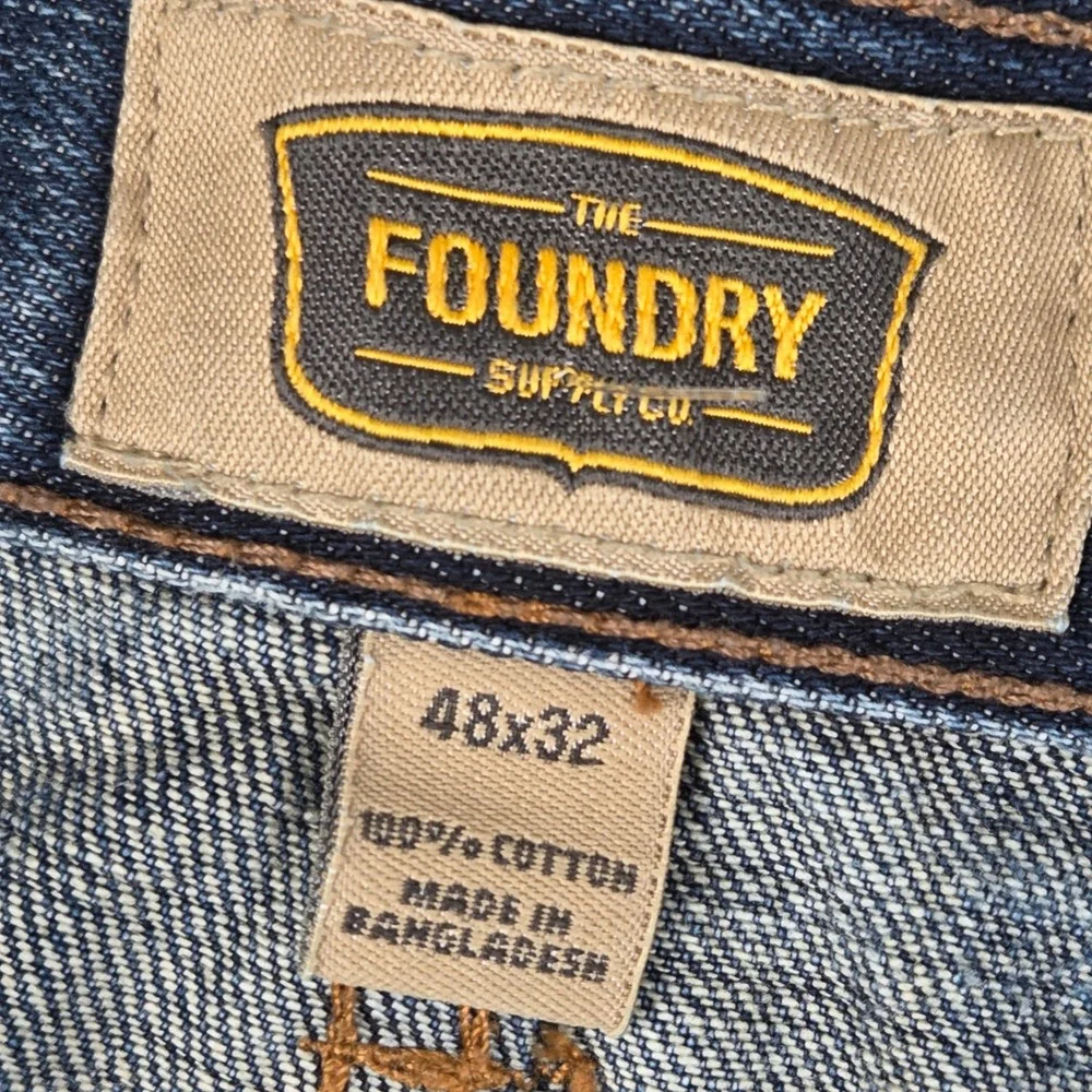 The Foundry Supply Co Mens Blue Straight Leg Denim Jeans 48x32 Medium Wash 26527